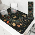 Axyaa Astrology Plants Sun Moon Drying Mat, Non-Slip Absorbent Table Placemat