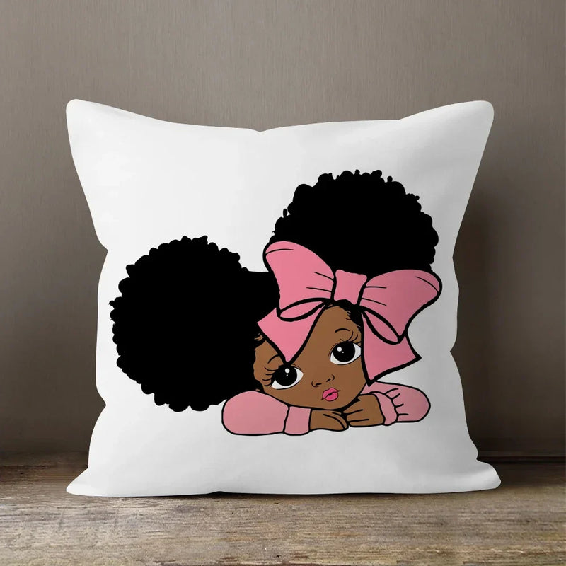 Axyaa Cartoon Girl Pillow Case: Soft Short Plush Cushion Cover for Sofa & Home Decor