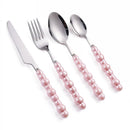 Axyaa Ceramic Pearl Cutlery Set - Knife, Fork, Spoon, Steak Spoon, Creative Design