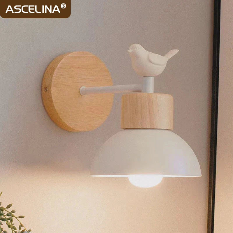 Axyaa Nordic LED Wooden Iron Wall Sconce for Bedroom, Balcony & Staircase