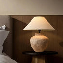 Axyaa Japanese Retro Ceramic Floor Lamp with LED Light and Fabric Lampshade