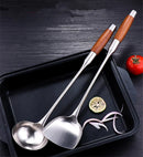 Axya Stainless Steel Rosewood Utensils Set - Wok Spatula, Ladle, Turner, Spoon