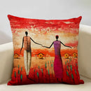 Axyaa African Oil Painting Art Pillow Case 45x45cm Linen Cushion Cover