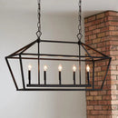 Axyaa Rectangular Black Candle Chandelier in Nordic Industrial Style