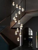 Axyaa Nordic Crystal Chandelier: Elegant Ceiling Lighting for Living Room Villa & Staircase
