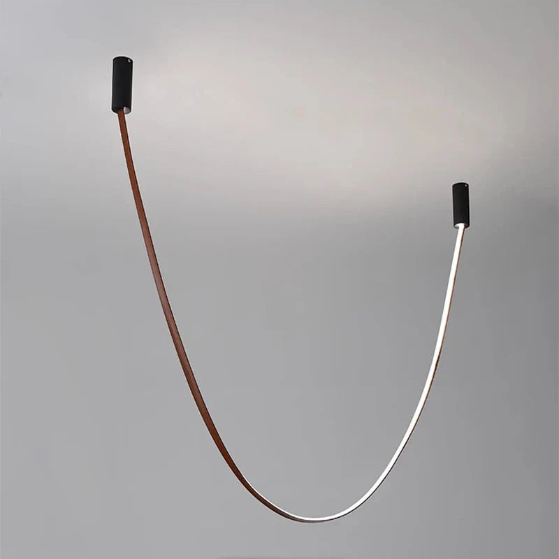 Axyaa Leather Luminous Line Chandelier - Luxury Minimalist Office Art Light