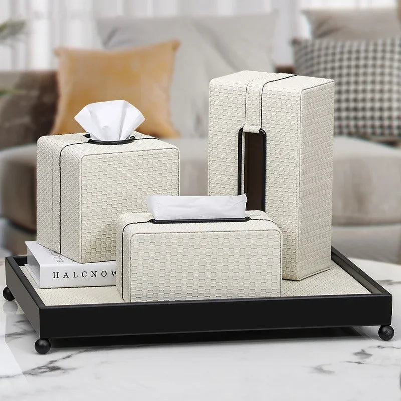 Axya Nordic Weave Pattern Tissue Box Tray - Household Storage & Decor