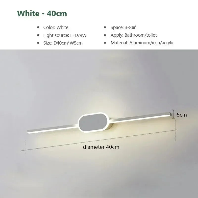 Axyaa 40/60/80CM LED Bathroom Mirror Wall Sconces, Living Room Indoor Fixture