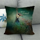 Peacock Linen Pillowcase by Axyaa: Vintage Animal Design for Sofa, Bed or Chair