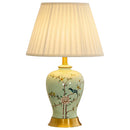 Axyaa Green Flower Bird Ceramic Table Lamp for Bedroom Living Room Bedside