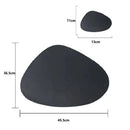 Axyaa Faux Leather Placemats & Coasters Set, Black, Pack of 2 Oval Round Triangle