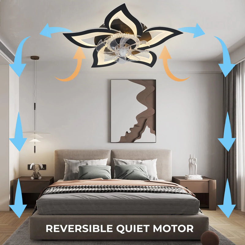 Axyaa Smart Home Ceiling Fan with Remote Control LED Chandelier for Bedroom Living Room