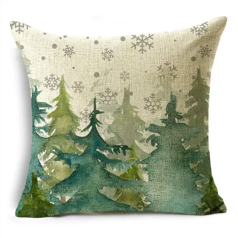Axyaa Christmas Throw Pillow Covers - Zigzag Reindeer Red Pillowcase