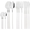 Axyaa Black Gold Mirror Stainless Steel Cutlery Set Dinnerware Flatware Knife Spoon Fork