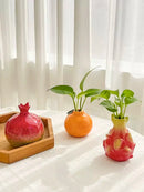 Axyaa Fruit Vase Series: Dragon Fruit Orange Mango Ceramic Vase for Living Room Decor