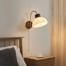 Axyaa Ceramic Wood LED Wall Sconce Pull Chain Switch Nordic Stair Light Fixtures