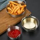 Axyaa Stainless Steel Double Handle Snack Plate & Sauce Bowl Kitchen Tableware