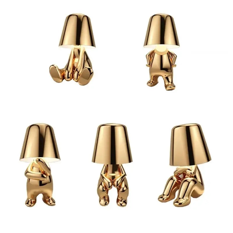 Axyaa Golden Boy LED Desk Lamp Night Light 3 Colors 2000mAh Rechargeable