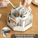 Axyaa Rotating Storage Box: Large Capacity Desktop Organizer for Stationery and Cosmetics
