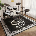 Axyaa Musical Note Drum Set Carpet: Soundproof Black & White Plaid Rug