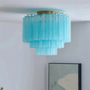 Axyaa Blue White Glass Tube Chandelier Ceiling Lamp for Home Lighting