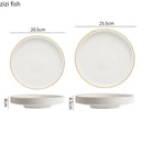 Axyaa Gold Edge Ceramic High Foot Plate: Creative Restaurant Tableware