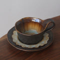 Axyaa Kiln Ceramics Latte Cups Set - Italian Style Coffee Mugs & Saucers