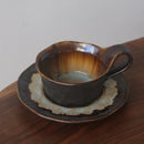 Axyaa Kiln Ceramics Latte Cups Set - Italian Style Coffee Mugs & Saucers