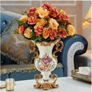 Axyaa European Resin Vase with Artificial Flower Figurines for Home & Office Decor
