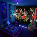 Axyaa Black Light Tapestry - UV Reactive Psychedelic World Hippie Wall Hanging