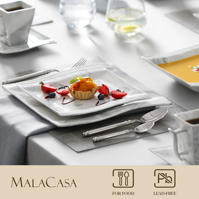 Axya Flora Marble Porcelain Dinnerware Set - 30/60 Piece Tableware Set
