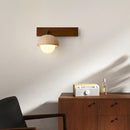 Axyaa Yellow Travertine LED Wall Lights Bedroom Pull Chain Switch Glass Bedside Lamp