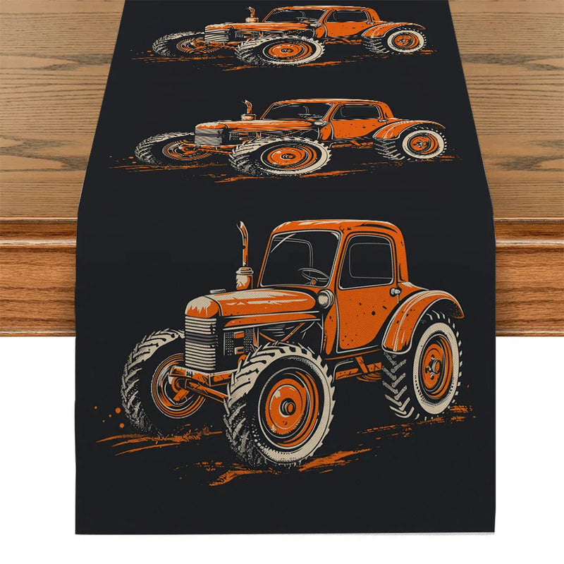 Axyaa Tractor Silhouette Table Runner for Kitchen and Dining Decor