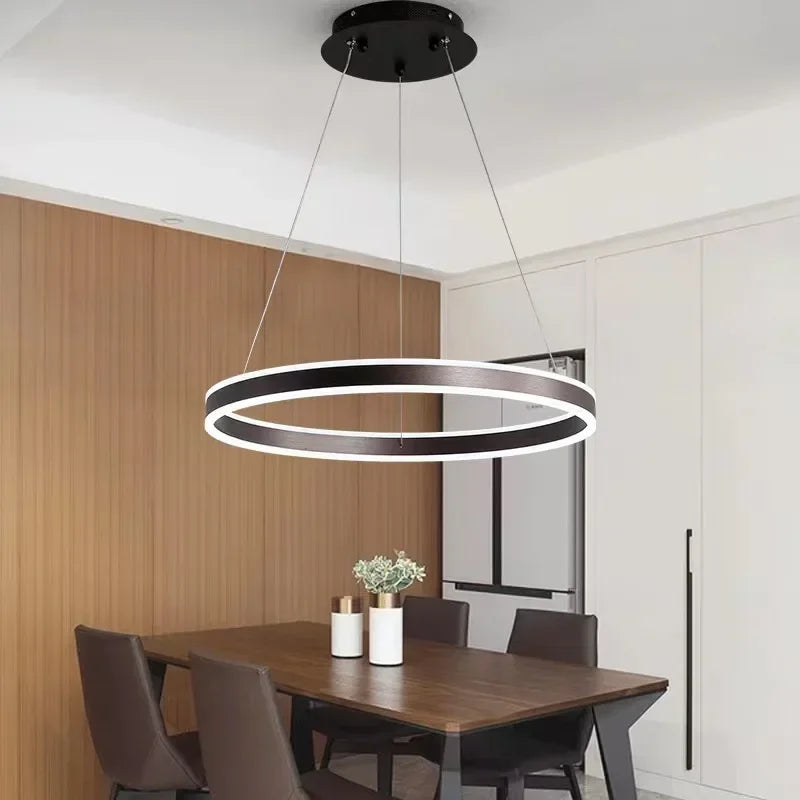 Axyaa Nordic Ring LED Chandelier for Dining Living Room Kitchen Island Pendant Lamp