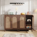 Axyaa Rattan Sideboard Buffet Cabinet, Set of 2, 59 Inch Accent Storage Cabinet