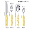 Axyaa 24-Piece Pearl Handle Luxury Cutlery Set - Stainless Steel Knife Fork Spoon Shell Spoon Kit