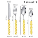 Axyaa 24-Piece Pearl Handle Luxury Cutlery Set - Stainless Steel Knife Fork Spoon Shell Spoon Kit