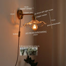 Axyaa Glass Copper LED Wall Sconce Pull Chain Switch Bedroom Living Room Light