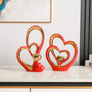 Axyaa Gold Ceramic Ornaments for Stylish Home Decor - Set of 2