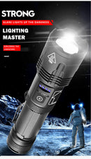 Axya Telescopic Zoom Tactical Flashlight - Rechargeable, Powerful XHP99 LED for Camping & Hiking