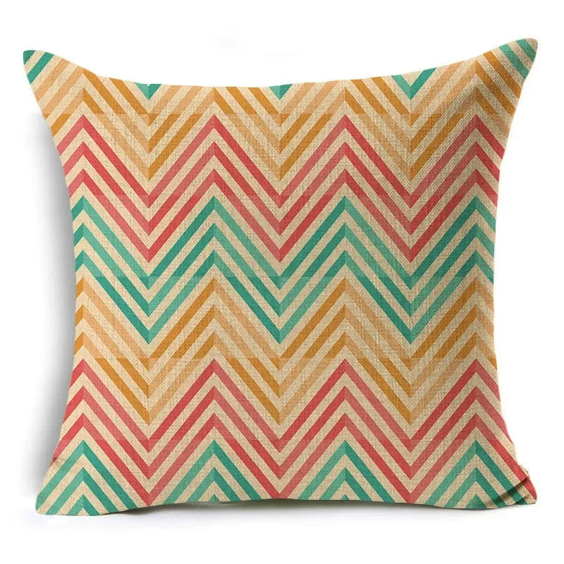 Axyaa Retro Geometry Linen Pillowcase - 45*45cm