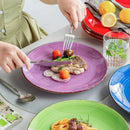 Axyaa Handpainted Rustic Multicolour 10.4" Dinner Plate Set - 6/12 Pieces