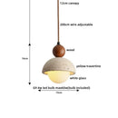 Axyaa Yellow Travertine Stone LED Pendant Lamp Retro Wood Hanging Lights