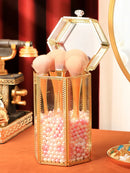 Axyaa Glass Makeup Brush Holder & Organizer: Cosmetic Desk Container for Lipstick, Eyebrow Pencil