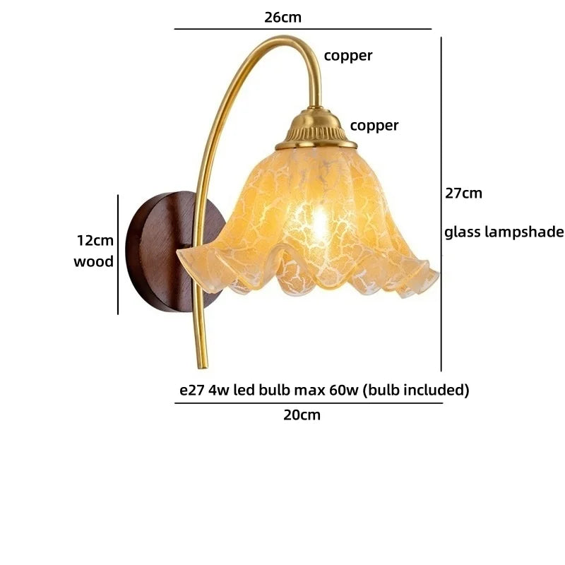 Axyaa Nordic LED Wall Lamp Clear Glass Wood Interior Decor Fixture