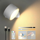 Axyaa Rechargeable Wall Lamp Remote Control 3 Color Temperatures Dimmable Rotation Bedroom Light