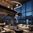 Axyaa Luxury Crystal Ribbon Chandelier Spiral Staircase Pendant Lamp