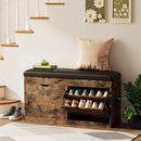 Axyaa Shoe Storage Bench with Cushioned Seat & Flip Drawers