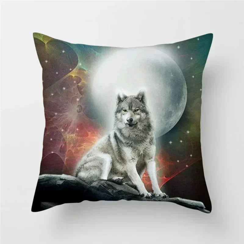 Axyaa Wildlife Wolf Decorative Pillow Sleeve for Home and Office Décor