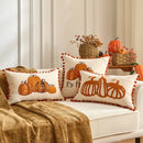 Axyaa Fall Pumpkin Maple Leaf Polyester Cushion Cover Halloween Pillowcase